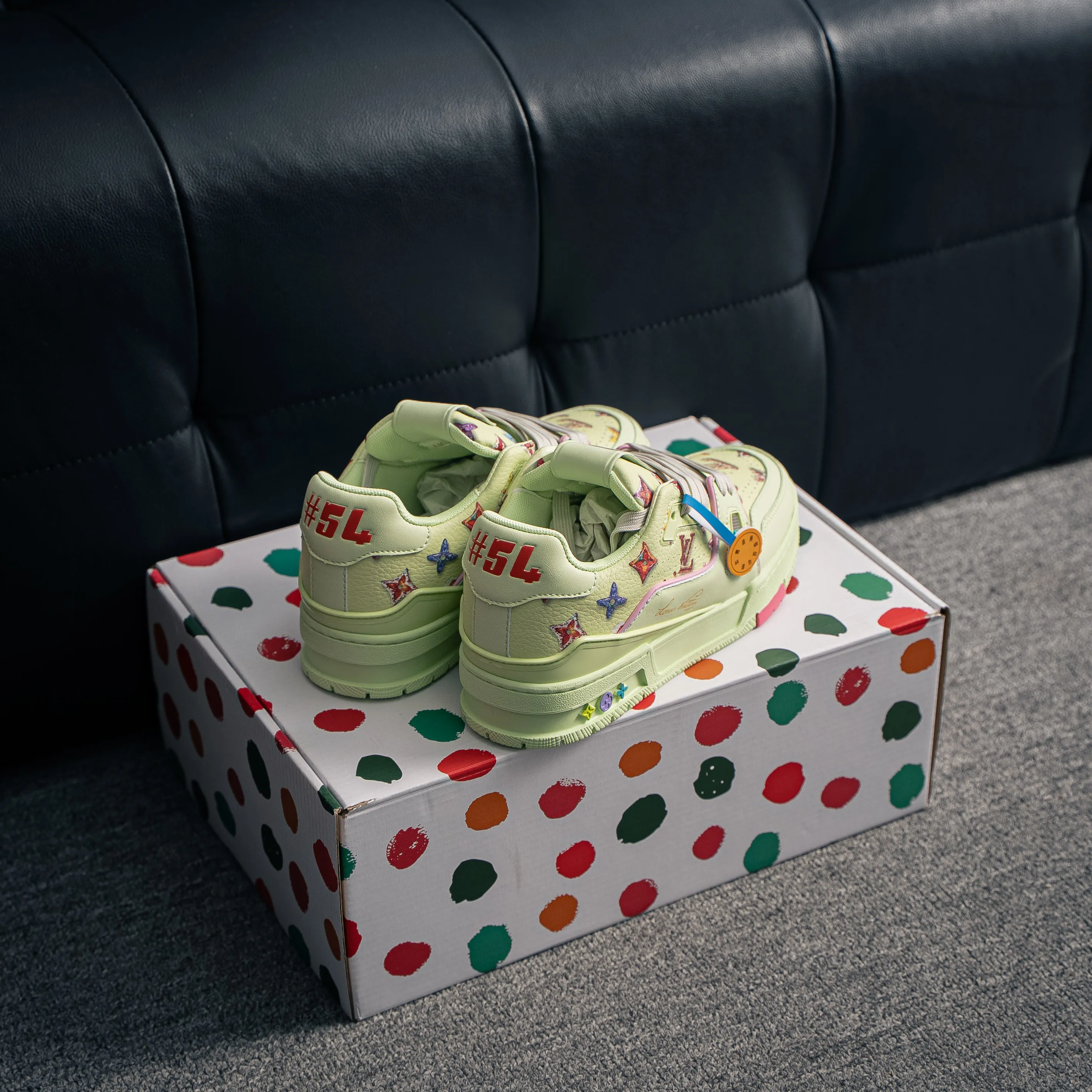 【 】 Louis Vuitton Trainer Sneaker Low Series Low-Top Retro Versatile Skate Shoes“ Virgil Abloh Retro Shoes ，